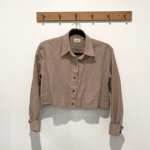Wilfred Heavy Cotton Tan Cropped Collared Button Up Size XS